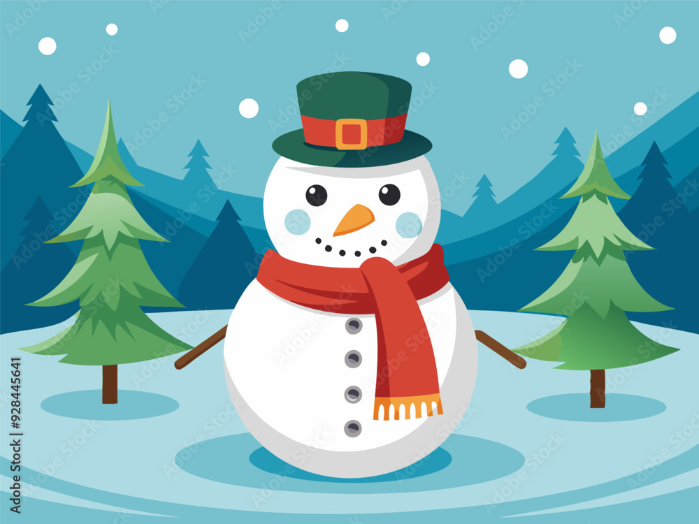 Christmas snowman illustration generated by ai Christmas snowman illustration generated by ai