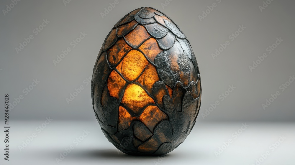 Ancient dragon egg with detailed scale patterns, mystical glow, Ancient dragon egg with detailed scale patterns, mystical glow,