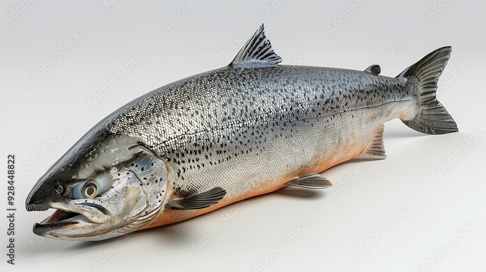 Obraz premium Fresh salmon against a white background