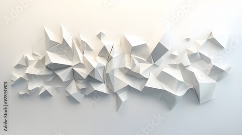 65. Abstract 3D wall art with layered geometric forms and smooth gradients creating an elegant design against a pristine white backdrop.