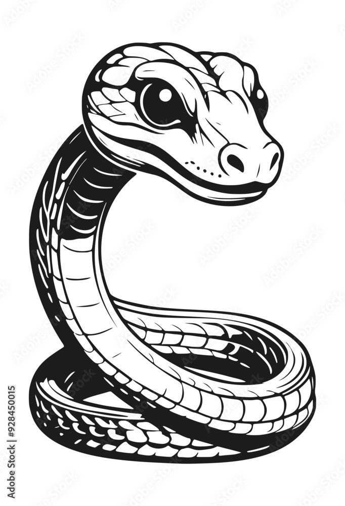 Black Cartoon Snake Ink Hand Drawn Line Vector Black Cartoon Snake Ink Hand Drawn Line Vector