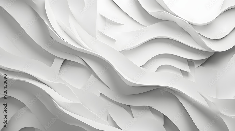 Obraz premium 67. Dynamic 3D composition of angular and curved shapes creating a sophisticated geometric design on a pristine white background.