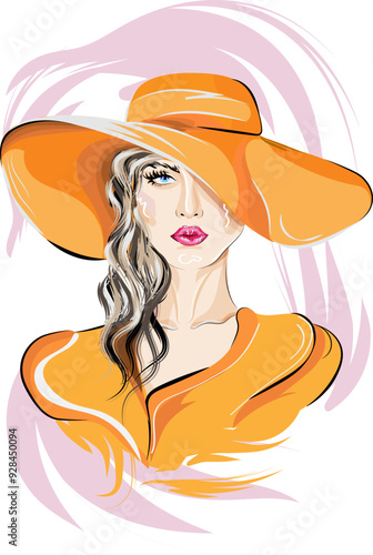 A young girl in a yellow hat.