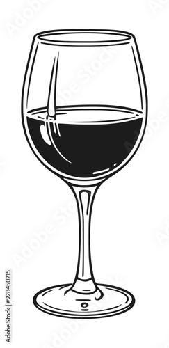 Cartoon Wine Glass Vintage Hand Drawn Line Vector