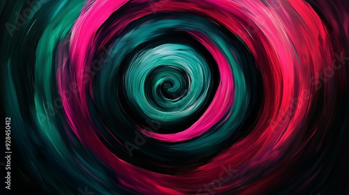 Abstract swirling design with vibrant pink and teal colors