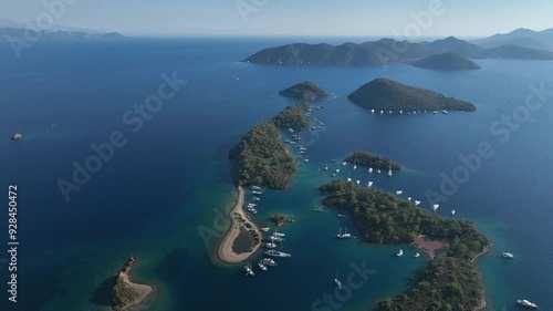 Turkish Maldives Yassica Islands Drone Video, Gocek Fethiye, Mugla Turkiye (Turkey) photo