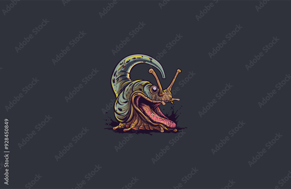 Obraz premium creepy snail t-shirt logo design artwork vector illustration