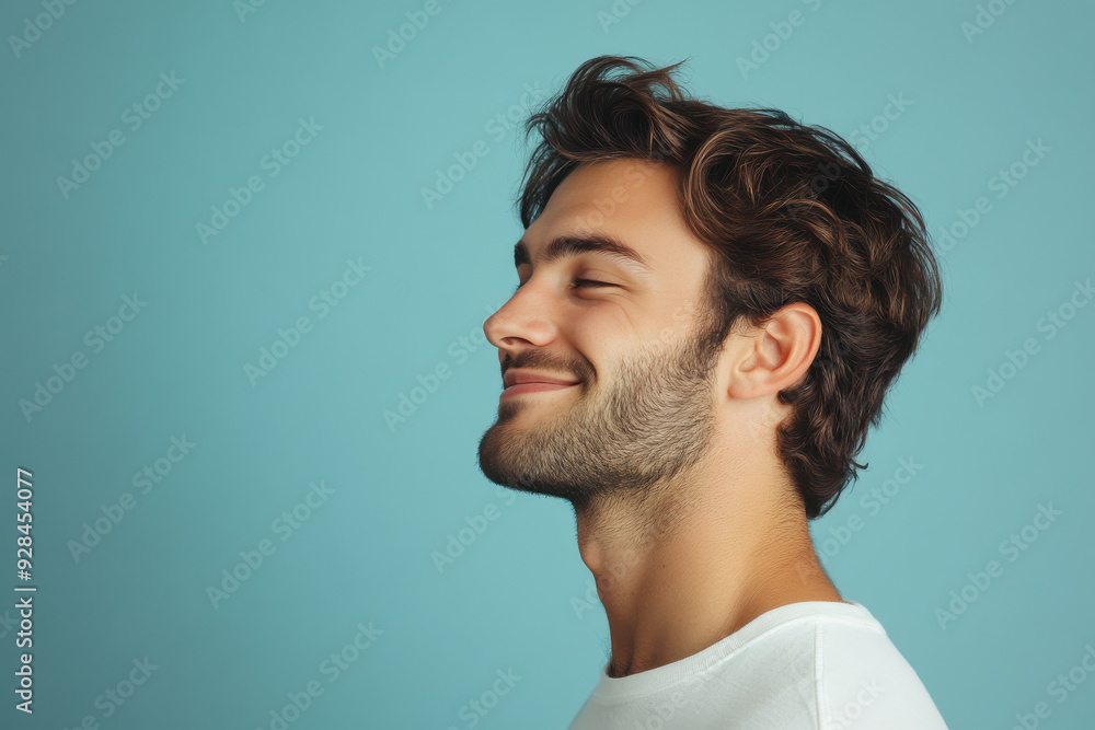 Fototapeta premium A close up of a man's face with his eyes closed