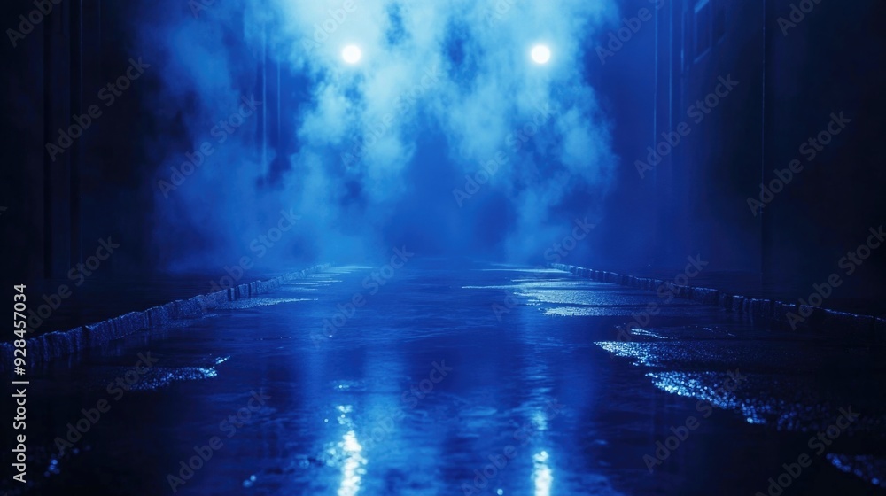 Naklejka premium Foggy street at night