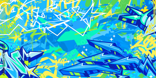Trendy Abstract Hip Hop Urban Street Art Graffiti Style Vector Illustration Background Template