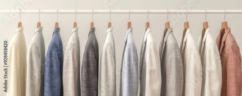 A collection of elegant blazers hanging on a rack, showcasing various colors and styles for fashion inspiration.