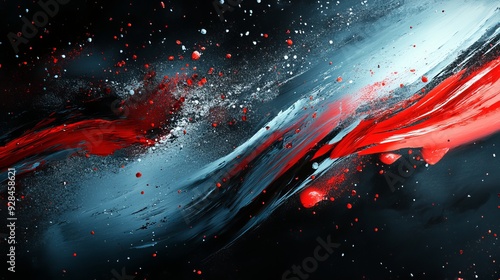 Abstract red and blue paint swirl on a dark background