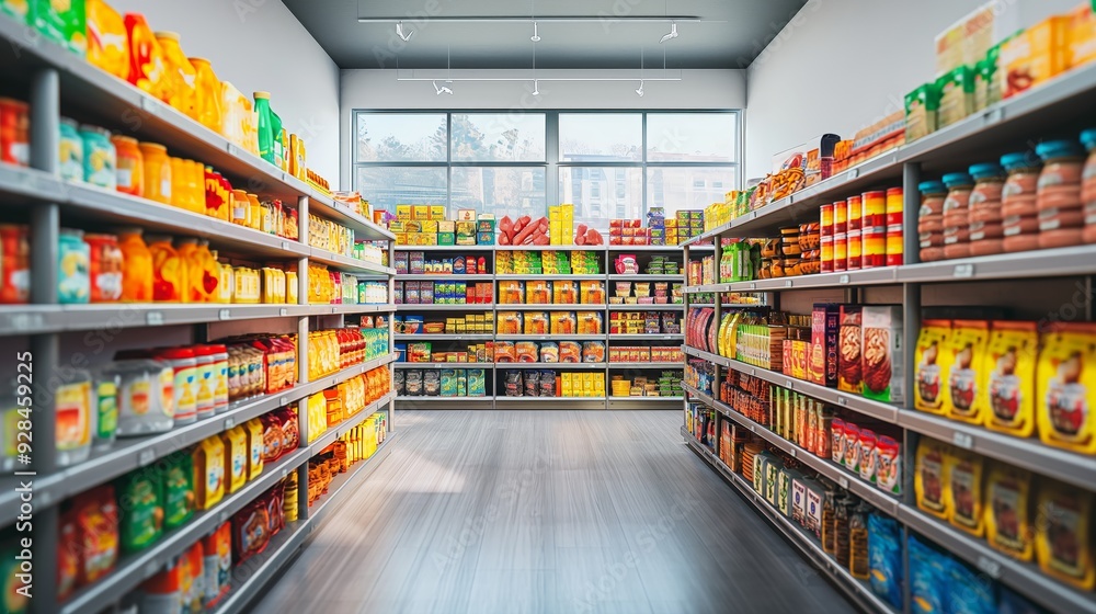 A grocery store with lots of goods on the shelves A grocery store with lots of goods on the shelves