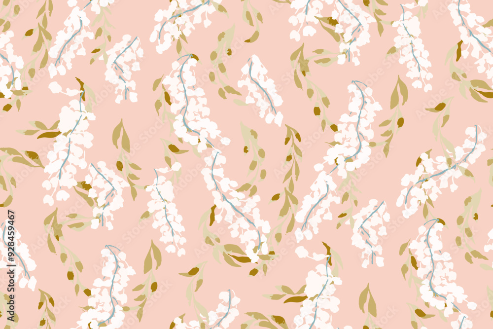 Cute feminine watercolor seamless pattern with wildflowers.hand drawn, not AI Cute feminine watercolor seamless pattern with wildflowers.hand drawn, not AI