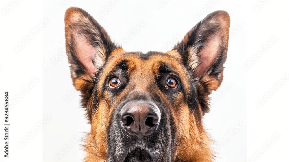 Porträt von einem Schäferhund, weißer Hintergrund Porträt von einem Schäferhund, weißer Hintergrund