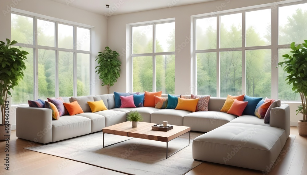 3d rendering of a luxury and modern living room showcasing a beige leather sofa, 3d rendering of a luxury and modern living room showcasing a beige leather sofa,