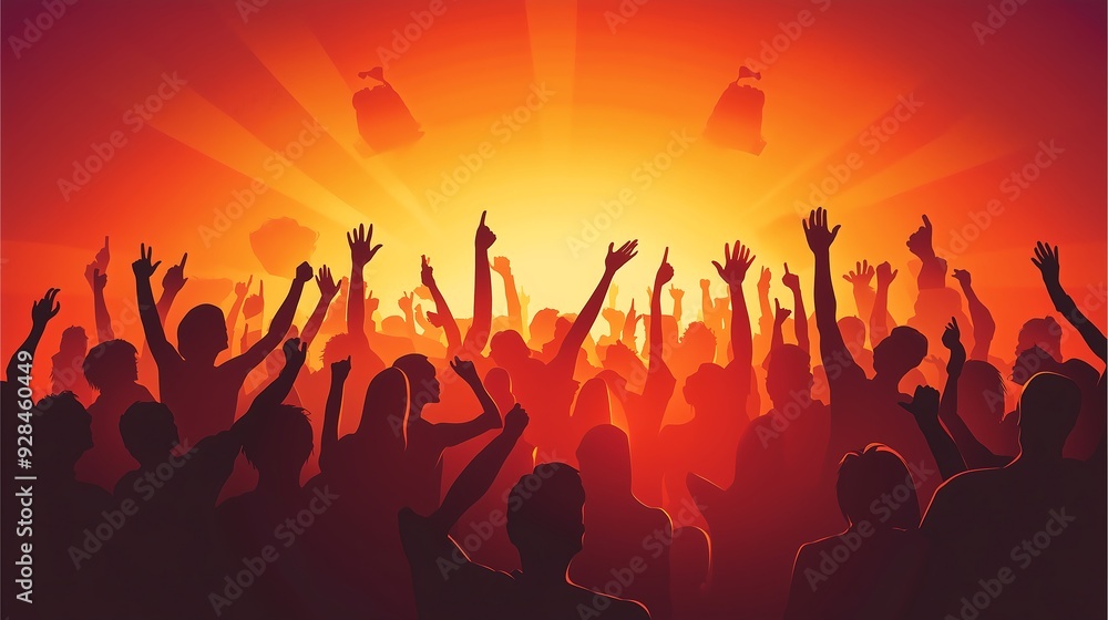 crowd sillhouettes cheering during concert crowd sillhouettes cheering during concert