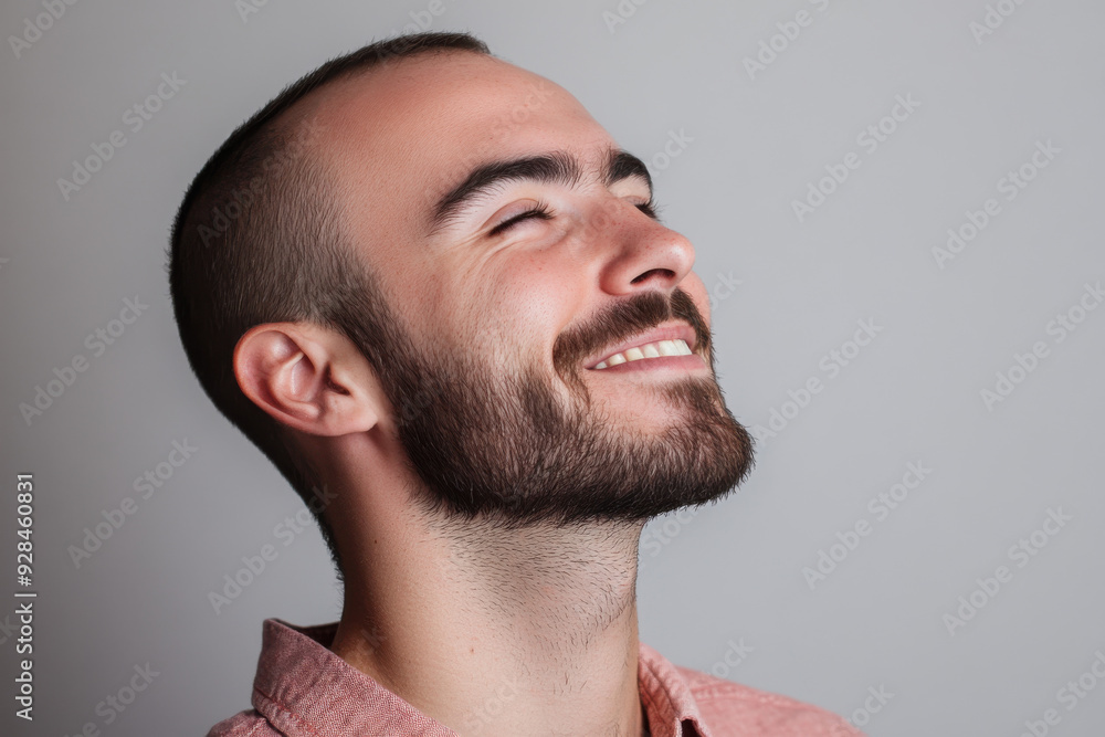 Obraz premium A close up of a man's face with his eyes closed