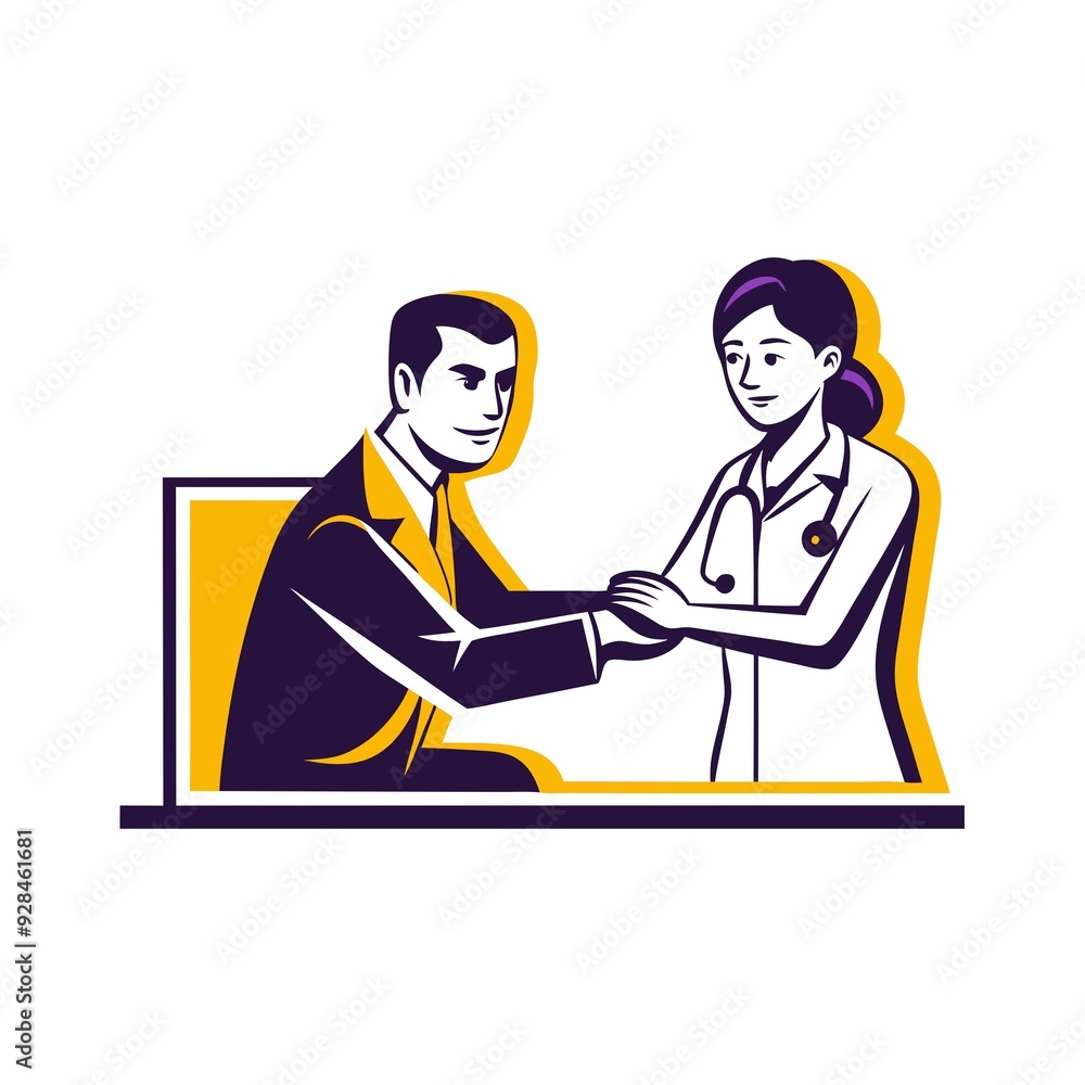 Illustration of a doctor comforting a patient, healthcare and support concept Illustration of a doctor comforting a patient, healthcare and support concept