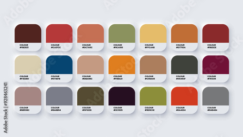 Color Palette, Colour Swatches in RGB, HEX Colors, Bright Colour in HEX Codes Catalog, Paint Palette, Colorful Tones