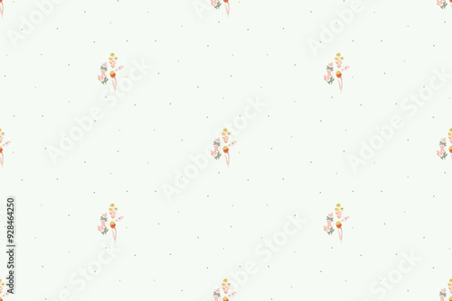 Cute feminine seamless watercolor pattern with little tiny wildflowers, hand drawn, not AI
