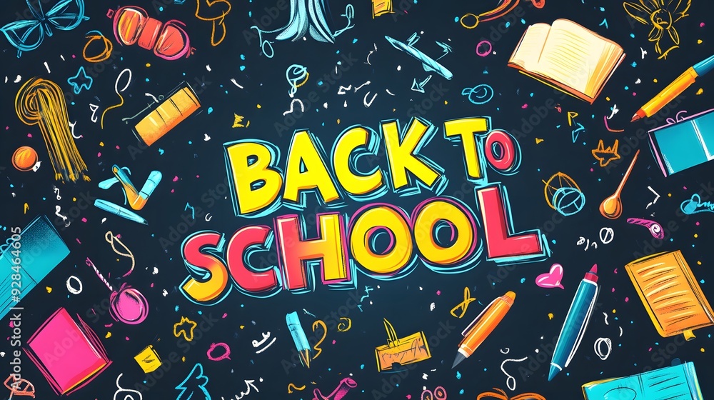 Back to School pop art style with the phrase Back to School pop art style with the phrase