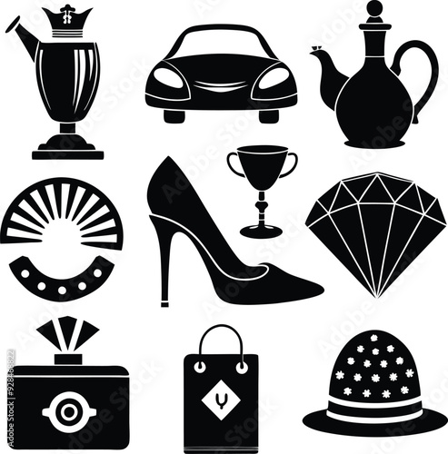 Ladies Cosmetics  Elegant Silhouette Vector Illustrations