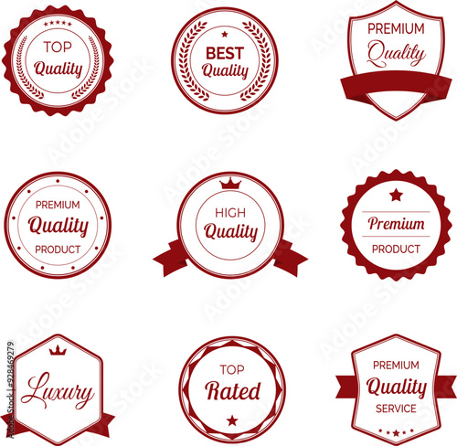 Vector illustration set of high quality seals and stamps. Includes premium, certified labels and tags. Ideal for certification, assurance and premium designs.
