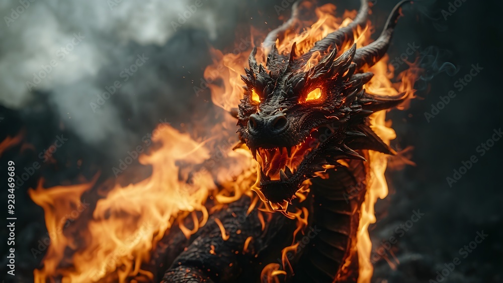 Dragon with scales of silver shimmering under the moonlight