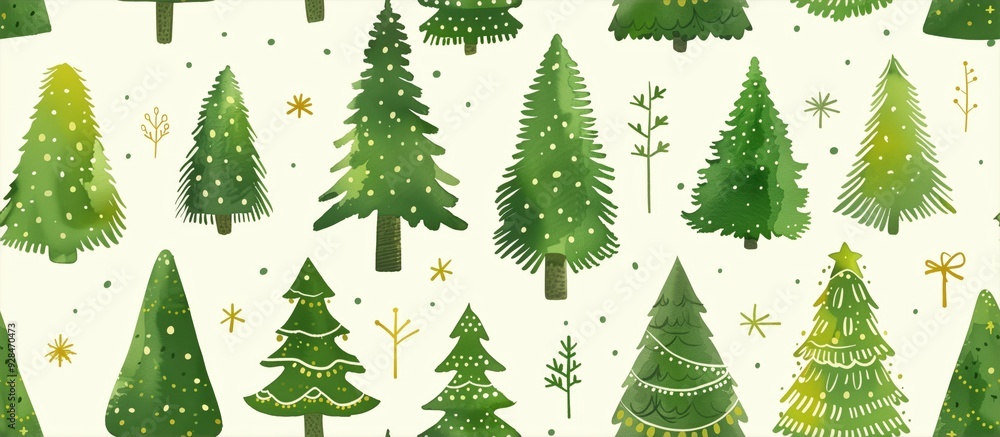Obraz premium Christmas tree winter pattern background