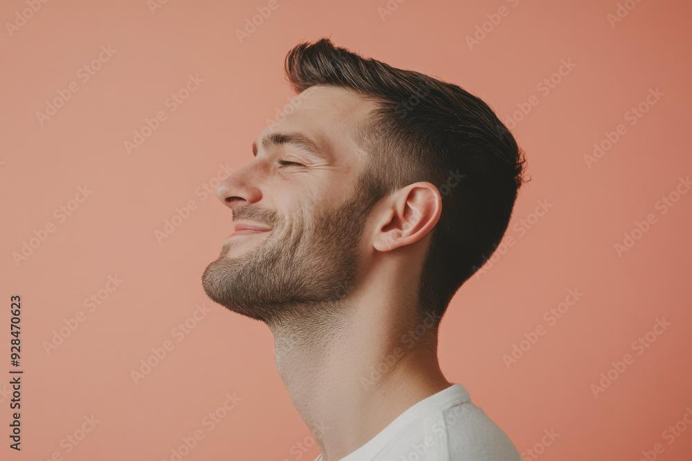A close up of a man's face with his eyes closed A close up of a man's face with his eyes closed