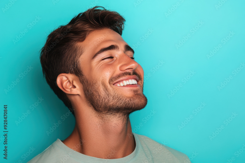 Fototapeta premium A close up of a man's face with his eyes closed