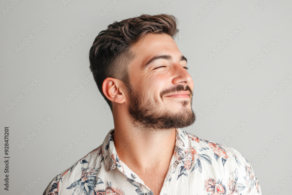 A close up of a man's face with his eyes closed A close up of a man's face with his eyes closed