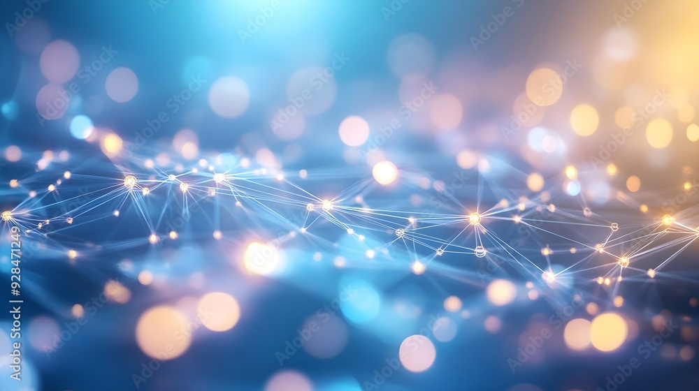 Abstract Blue Network with Bokeh Lights Abstract Blue Network with Bokeh Lights