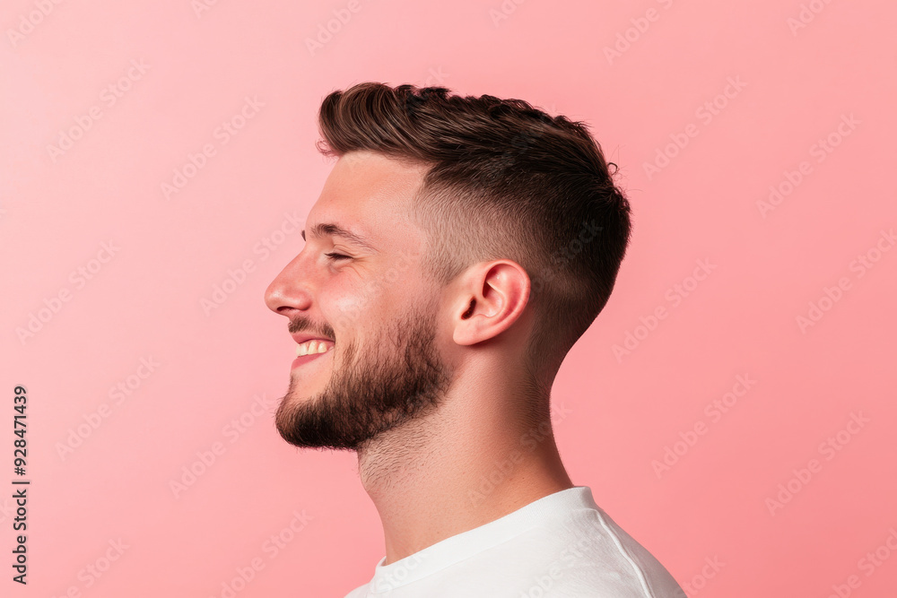 Obraz premium A close up of a man's face with his eyes closed