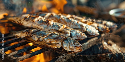 Grilled sardine on a slice of bread Lisbon s Saint Anthony festival photo