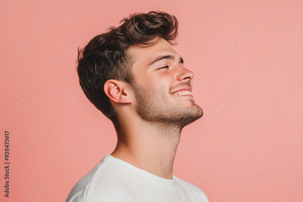 Fototapeta premium A close up of a man's face with his eyes closed