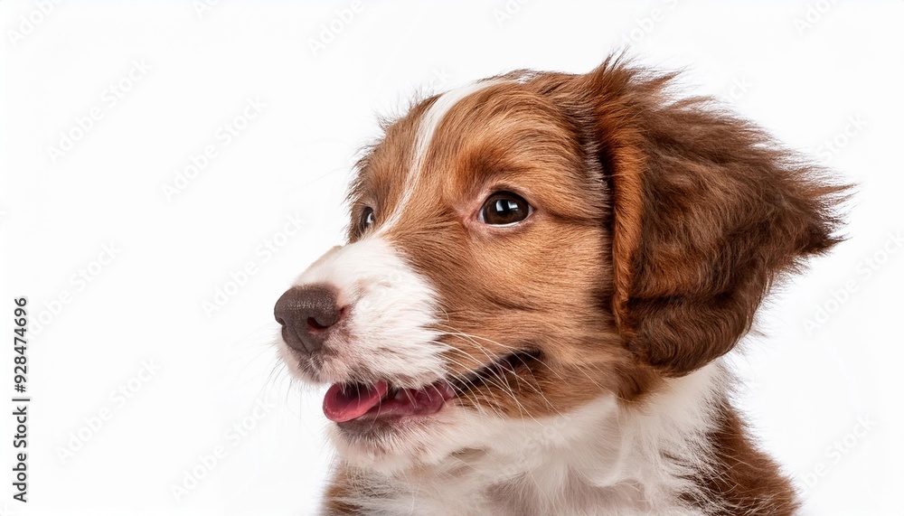 笑顔のコーイケルホンディエの子犬のポートレート(Portrait of a smiling Kooikerhondje puppy on white background)
笑顔のコーイケルホンディエの子犬のポートレート(Portrait of a smiling Kooikerhondje puppy on white background)