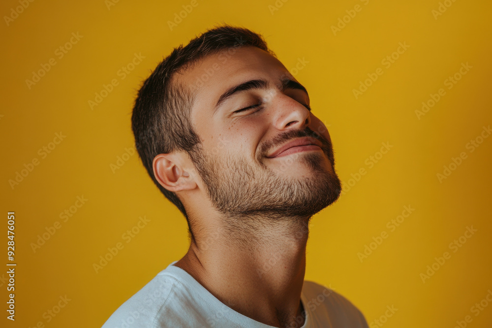 A close up of a man's face with his eyes closed A close up of a man's face with his eyes closed