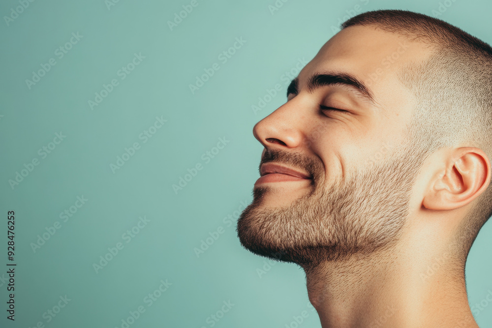 A close up of a man's face with his eyes closed A close up of a man's face with his eyes closed