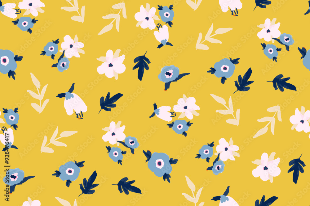 Cute hand drawn feminine watercolor seamless pattern with wildflowers. Cute hand drawn feminine watercolor seamless pattern with wildflowers.