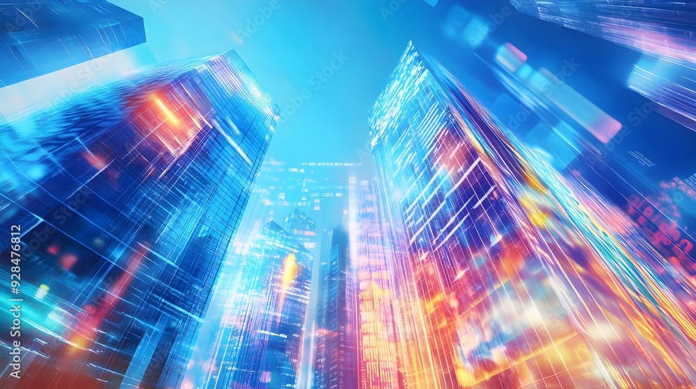 Abstract Cityscape with Neon Lights and Futuristic Design Abstract Cityscape with Neon Lights and Futuristic Design