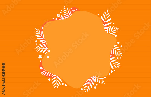 nice orange frame sticker banner with autumn leaves abstract shape