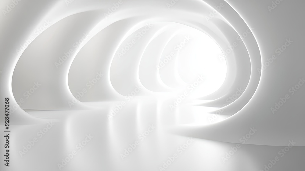 Fototapeta premium Ethereal white light painting creates a time tunnel effect on an abstract background, embodying the essence of modern technology.
