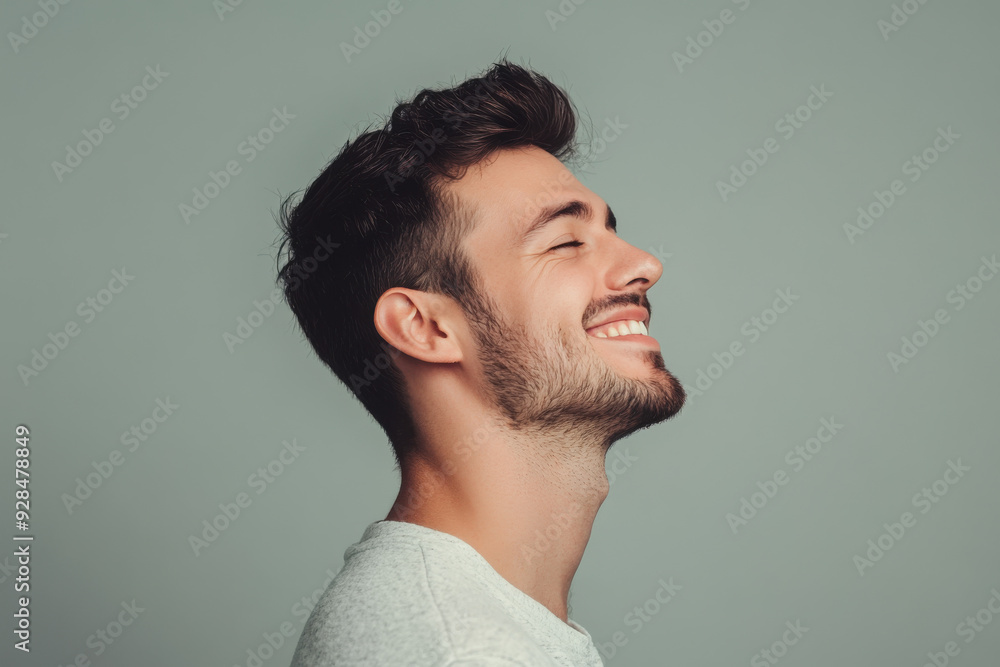 Fototapeta premium A close up of a man's face with his eyes closed