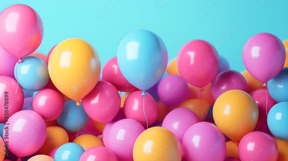 Vibrant colorful balloons floating against a solid background, perfect for festive celebrations, party banners, posters, and designs with space for custom text Vibrant colorful balloons floating against a solid background, perfect for festive celebrations, party banners, posters, and designs with space for custom text