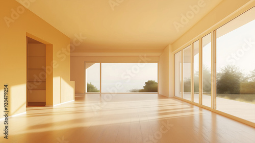 Wallpaper Mural An open-concept living area in a pastel yellow house Torontodigital.ca