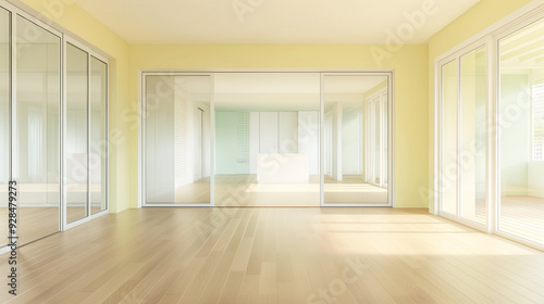 Wallpaper Mural An open-concept living area in a pastel yellow house Torontodigital.ca