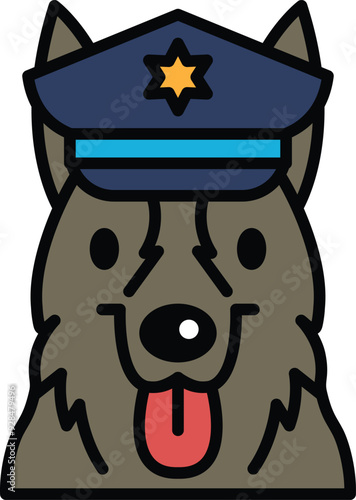 A dog wearing a police hat