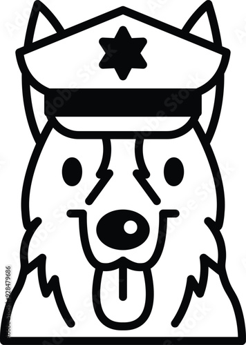 A dog wearing a police hat